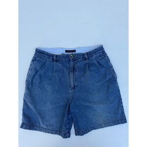 Vintage Tommy Hilfiger Mens Pleated Denim Jean Shorts Medium Wash Size 34 Y2K
